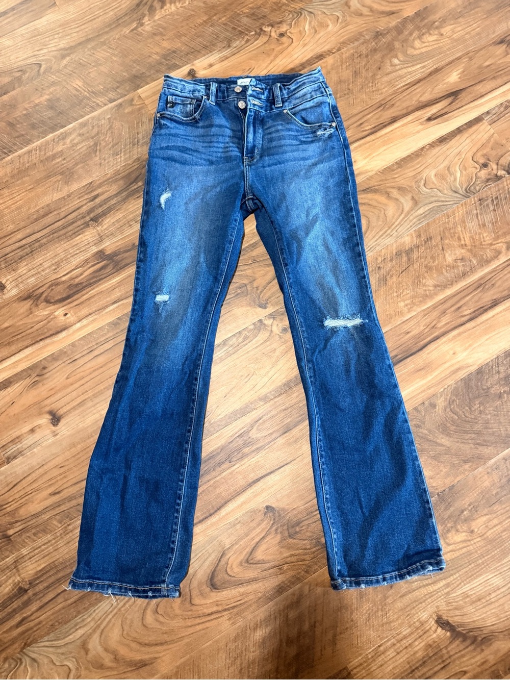 Blue Distressed Women's Bootcut Jeans - KanCan